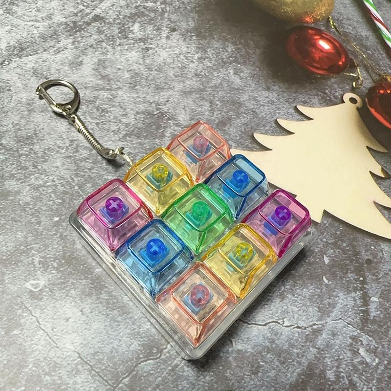 9 Keys Keyboard Keycaps Keychain Fidget Toy Anti-Anxiety Point Keycaps Party Stress Relief Diy Keycaps Toy Keyboard Caps