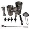 11-teiliges/Set Multifunktions-Cocktailshaker-Werkzeugset aus Edelstahl Bar Barkeeper Zubehör Schwarz