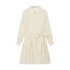 Exquisite and Elegant Three-dimensional Crabapple Flower Long-sleeved Dress with Tie Bow and Lapel, Cute and Age Reducing Short Cake Skirt