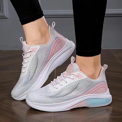 Flying Woven Women's Shoes Spring New Breathable Tide Match Student Running Shoes Lightweight Lace-up Platform Women's Sneakers
