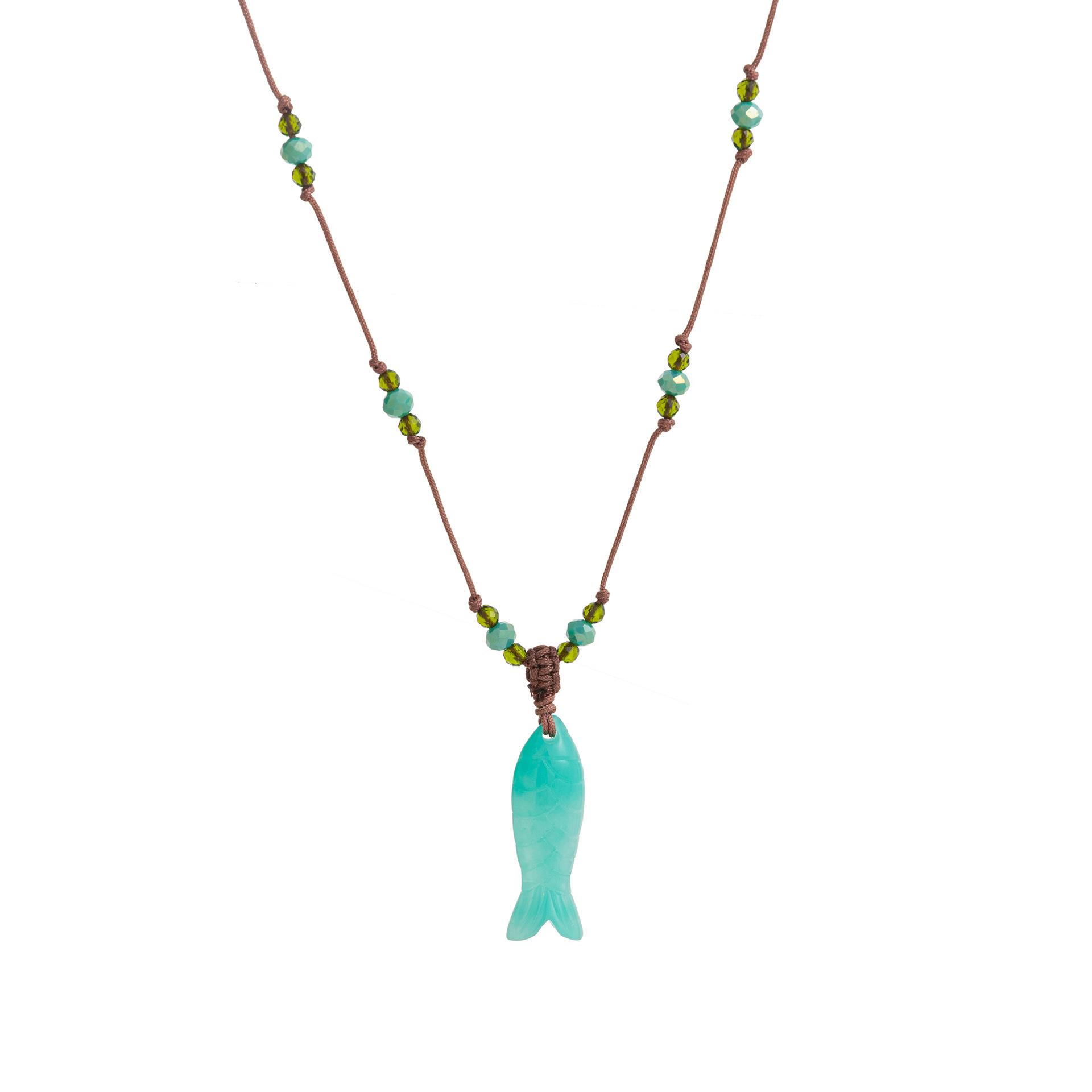 

Stainless Steel Multi-Pendant Summer Ocean Small Fish Starfish Fish Bone Rope Necklace Stainless Steel Vacuum Plating