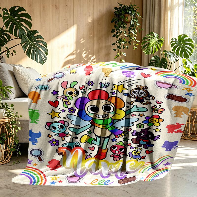 Custom Name Personalized Dandy's World Print Blanket, Home Decor, Bedroom, Sofa, Camping, Couch, Gifts for Birthday Christmas