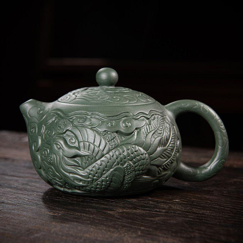 

Purple clay green mud dragon and phoenix high-end tea pot Chinese creative single person home living room Xishi pot