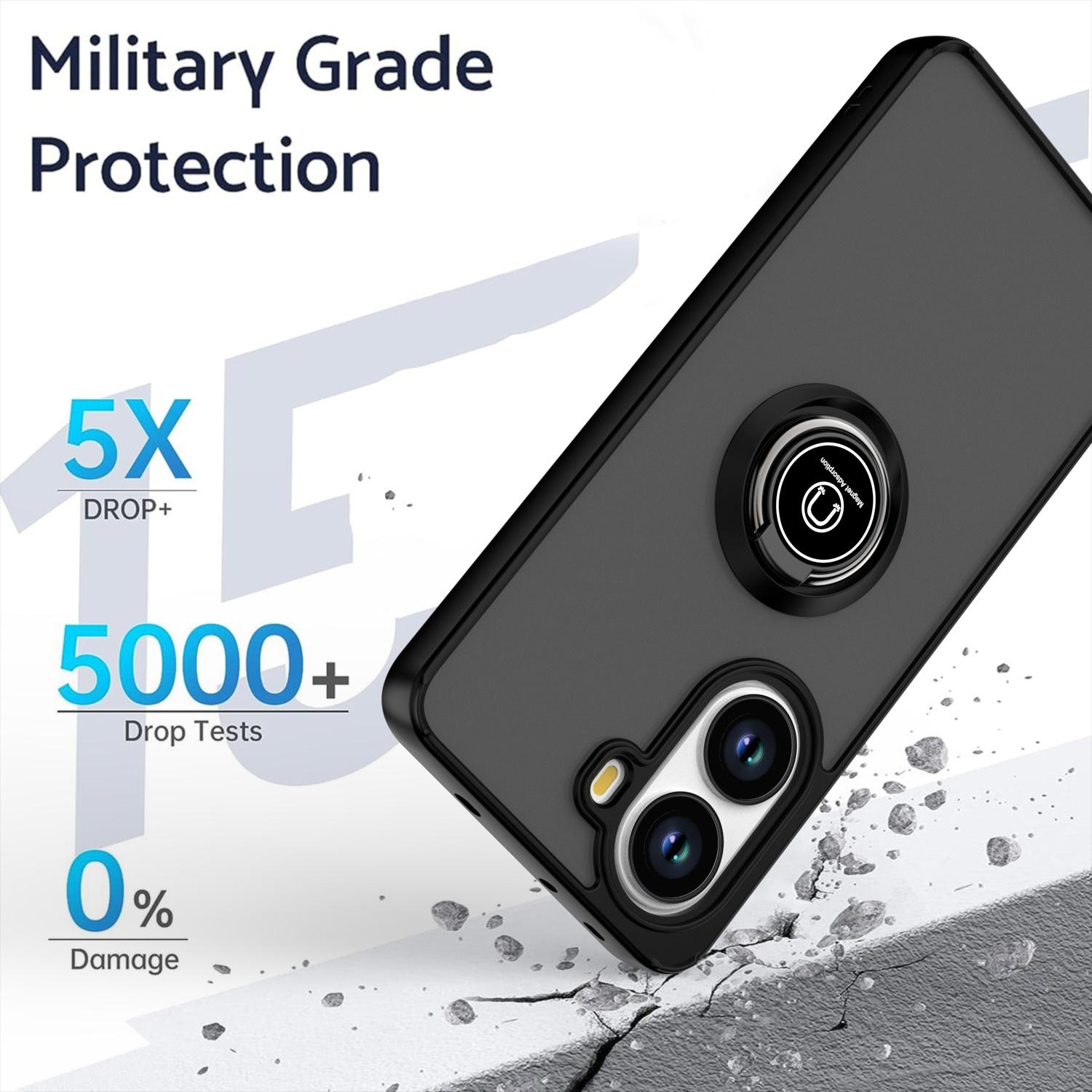 

For Xiaomi Poco X7 Pro 5G Case PC+TPU Ring Kickstand Anti Drop Phone Back Cover Black