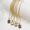 Jewelry Necklace Fashion Stainless Steel Square Zircon Twist Necklace Plated 18K Gold