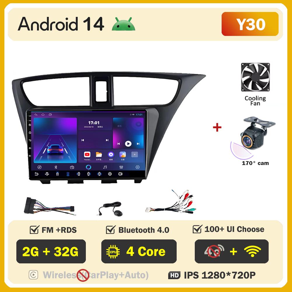 For Honda Civic 9 FK FB 2012 - 2017 Car Radio Player Car Carplay Screen Autoradio Mirr 4G or Link Car Intelligent Systems 8 Core