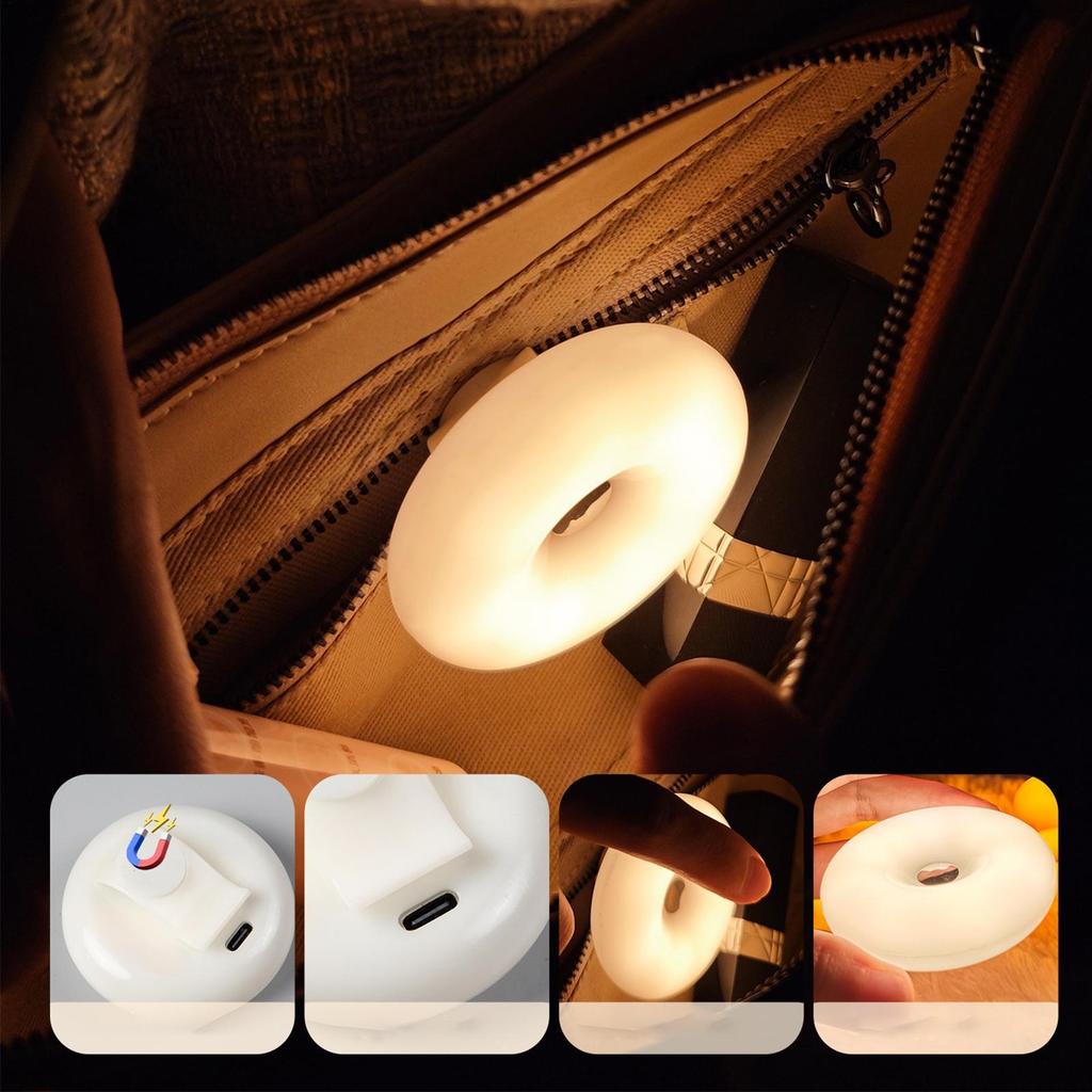 Bag Light For Purse Rechargeable Touch Sensor LED Lamp Donut Shaped Sensor Tote Bag Light For Women Men Girls Mother Friends