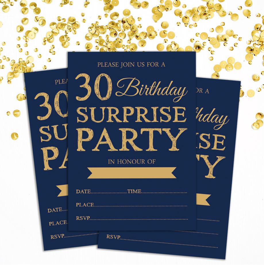 Darling Souvenir Blaue Geburtstagseinladungskarte, druckbar, elegant, zum Ausfüllen oder Beschreiben, Party lädt ein, 28 Stück, 12,7 x 17,8 cm