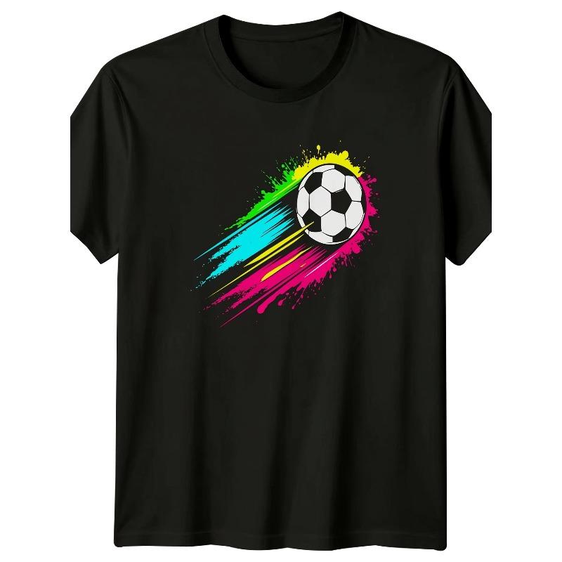 

European Size 1pc Men s Soccer Ball Splatter Art T-Shirt - Soccer Jersey with Ball Print,Casual Round Neck Tee for Sports Fans, Birthday Gift 4XL