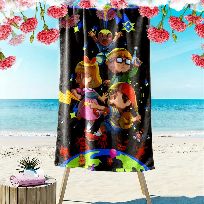 Retro Video Game Characters 2D Flat Print Beach Towel, Large Soft Quick Dry Towel for Beach Camping SwimmingXSTJ0915325