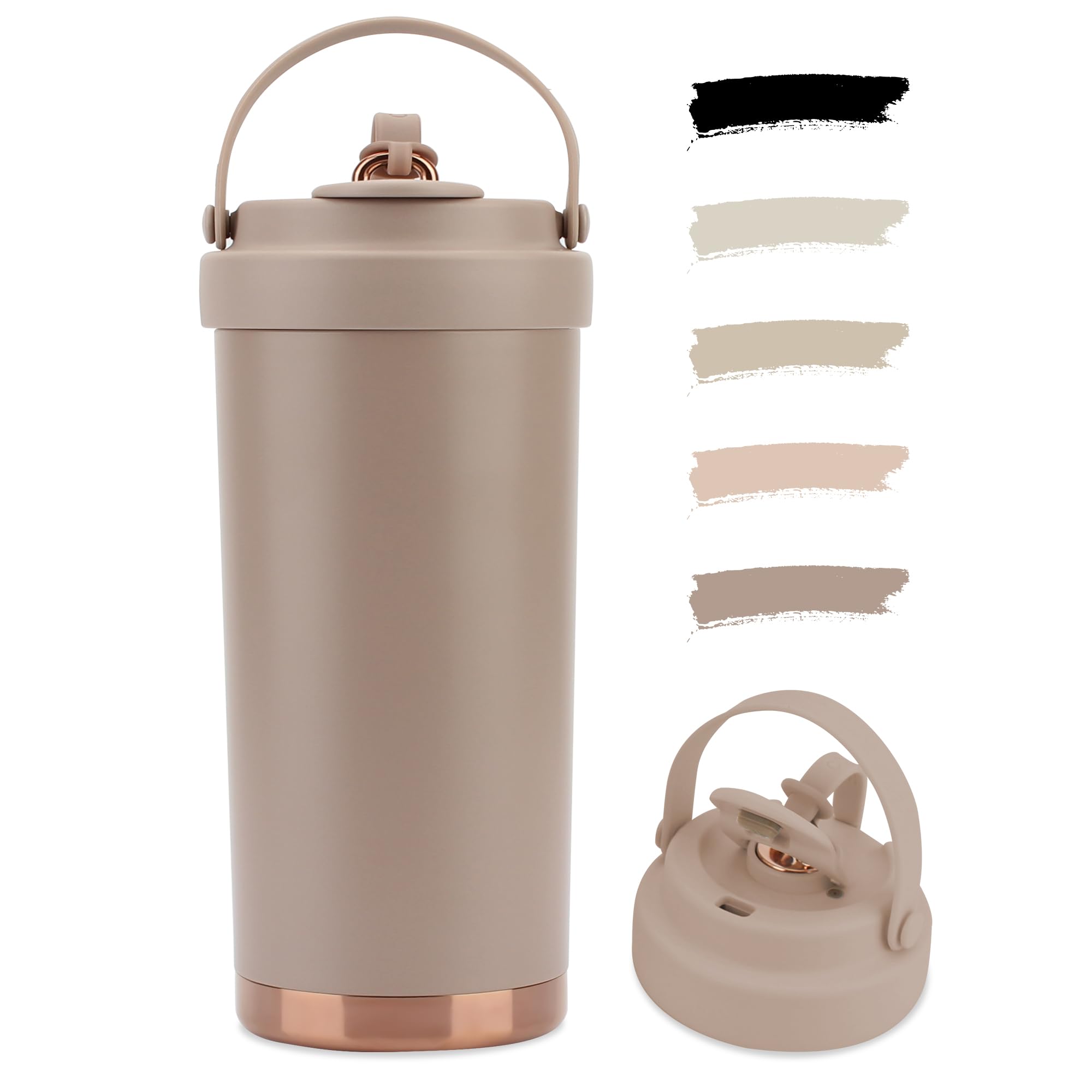 

SKIASE Тамблер с керамическим покрытием для воды с прямым контактом из нержавеющей стали для холодных и горячих напитков, кофе и газированных напитков, простой в использовании, популярный для и темно-розовая соломинка,