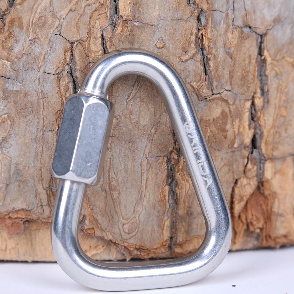 60KN 316 Stainless Steel Triangle Carabiner Screw Locking Rock Climbing