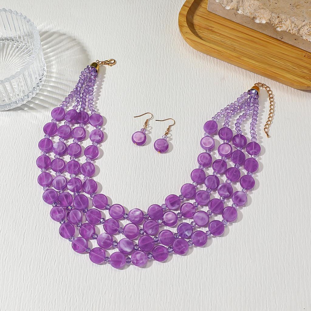 Acrylic Beaded Multi-Layer Necklace for Women Party Jewelry Accessory