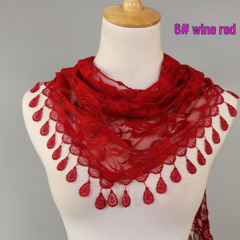 

Популярный кружевной треугольный шарф: Ажурный дизайн, корейский стиль, женская летняя декоративная косынка для защиты от солнца 148-48CM