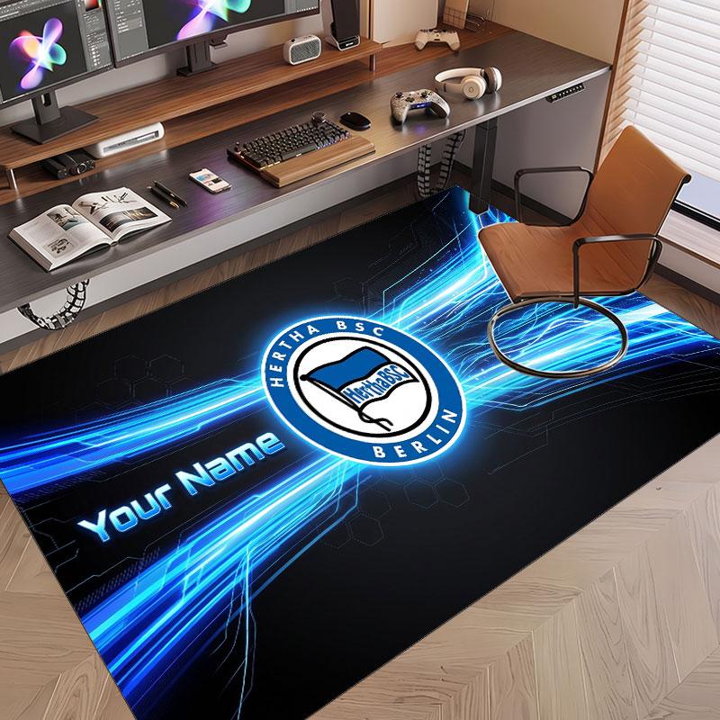 Custom Rug hertha bsc Pattern Print Name Text Soft Non‑Slip Floor Carpet for Home Indoor Decoration