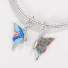 Fashion 925 Silver Colorful Butterfly Sparkling Beads Charms for DIY Bracelet Necklace Jewelry Making Gift