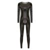 Womens Metallic Bodysuit Shiny Unitard Long Sleeve Round Neck Full Coverage Slim Fit Dance Performance Wear