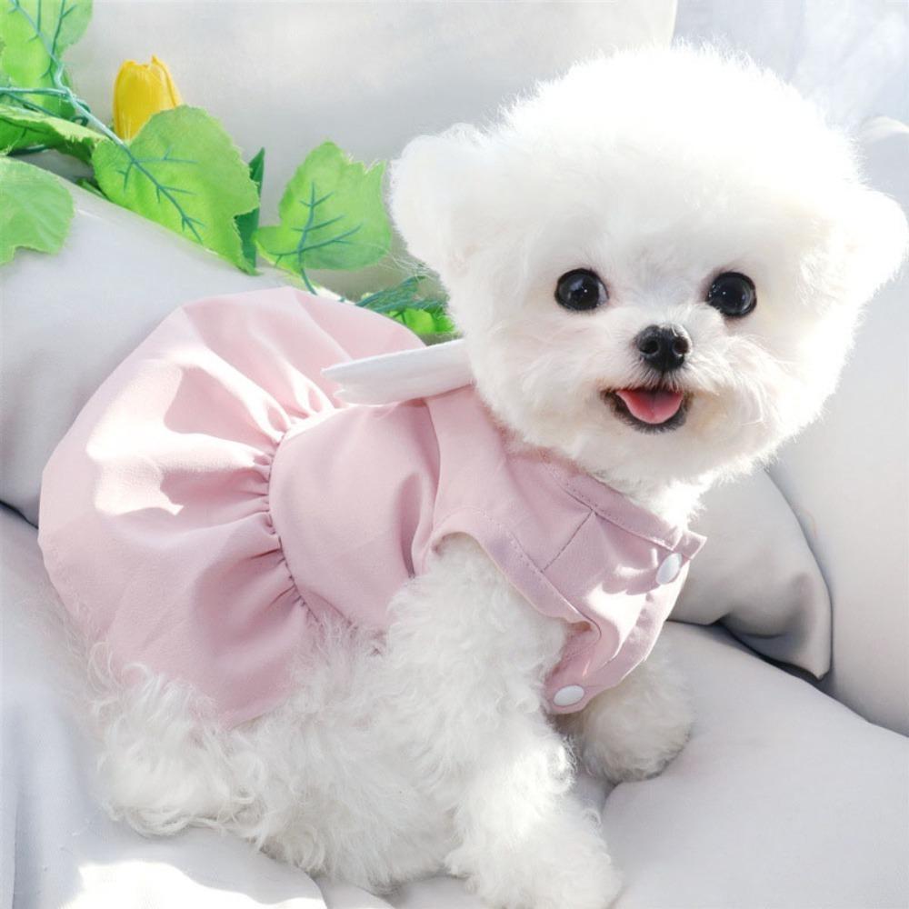Soft Breathable Fabric Pet Harness Dress Pink Puppy Traction Wear  Street Casual Walk