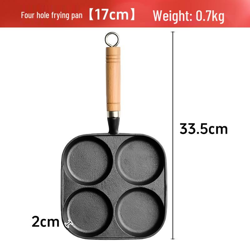 Non-Stick Cast Iron Four-Hole Breakfast & Dumpling Frying Pan