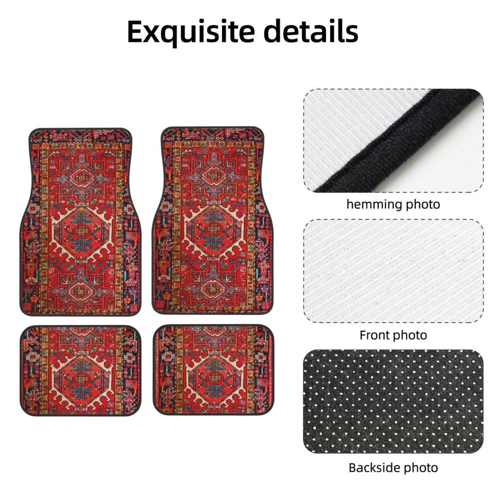 4PCS Antique Oriental Turkish Persian Carpet Front Rear Mat Set, Decorative Car Floor Carpets Rugs, Fit for Many Cars, Supplies