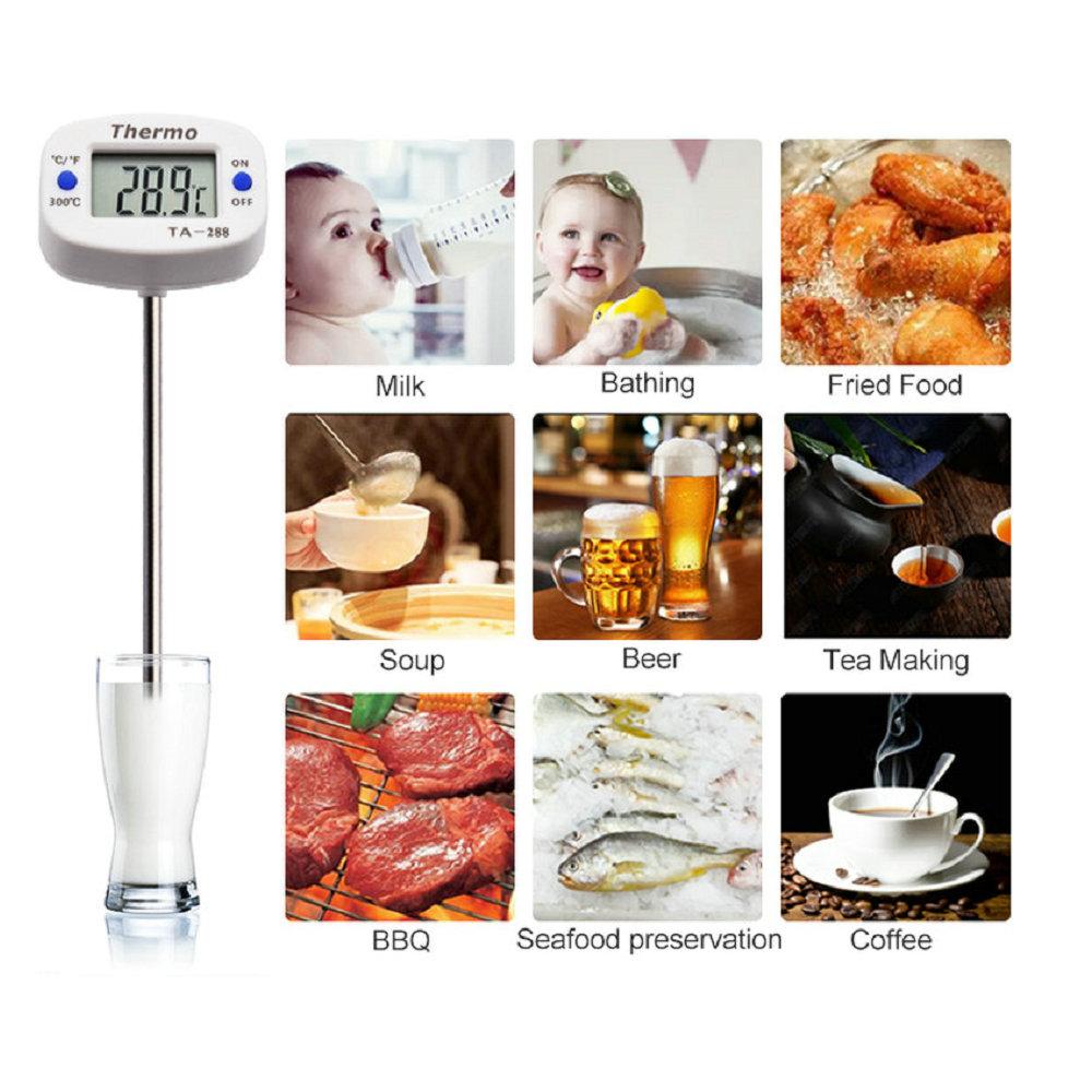 TA288 LCD Digitales Lebensmittelthermometer BBQ Fühlerthermometer Ofen Milch Wasser Öl Küche Kochen Temperaturtester Messgerät Monitor