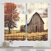 Set Of 2 Curtains Window Decorations Rural Tree Barn Pattern Prints Home Room Curtain Polyester