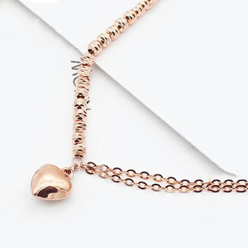 Rose Gold-Plated Purple Gold Transfer Beads, Smooth Peach Heart Color Gold Bracelet, Simple And Fashionable Women
