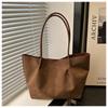 Vintage Suede Shoulder Bag Solid Color Large Capacity Shopper Handbag Comfortable Lightweight Underarm Bag Women