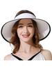 Women Wide Brim Roll Up Sun Visor Hat UV Protection Packable Ponytail Beach Straw Hat