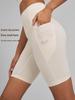 JOOMON Women's Quick-Dry Butt Lifting Yoga Shorts with Pockets for Running, Cycling, and Sports.