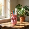 Twisted Design Pink Bow Flower Vases 3D Printed Decorative Vase  Office Tabletop Ornaments