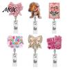 Retractable ID Holder Nurse Badge Reel, Funny Glitter Acrylic Name Tag with Cute Clip, Sparkly Card for Teachers Student Staffs Reel Clip