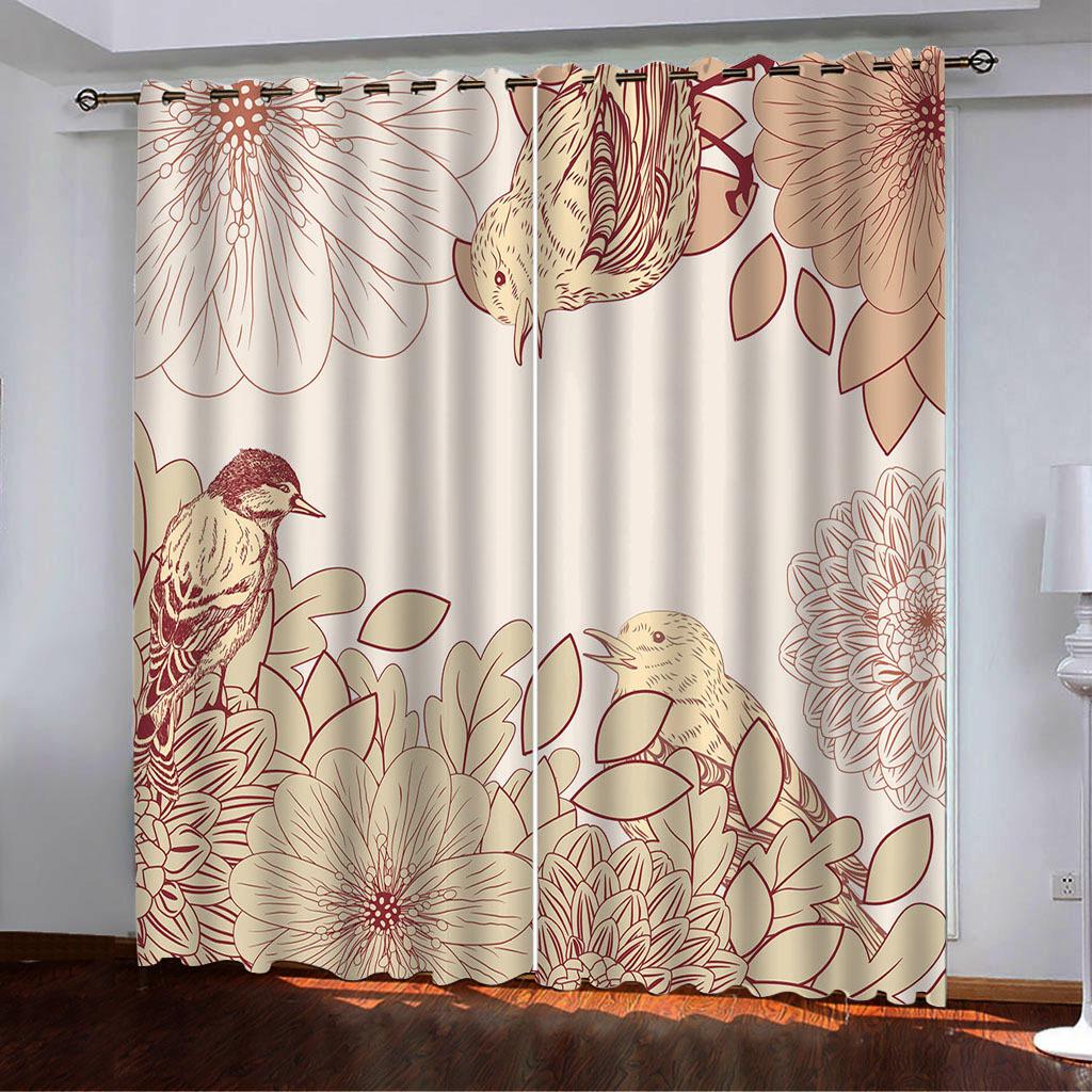 Vintage Style Cartoon Animal Series High Density Blackout Curtain Digital Printing