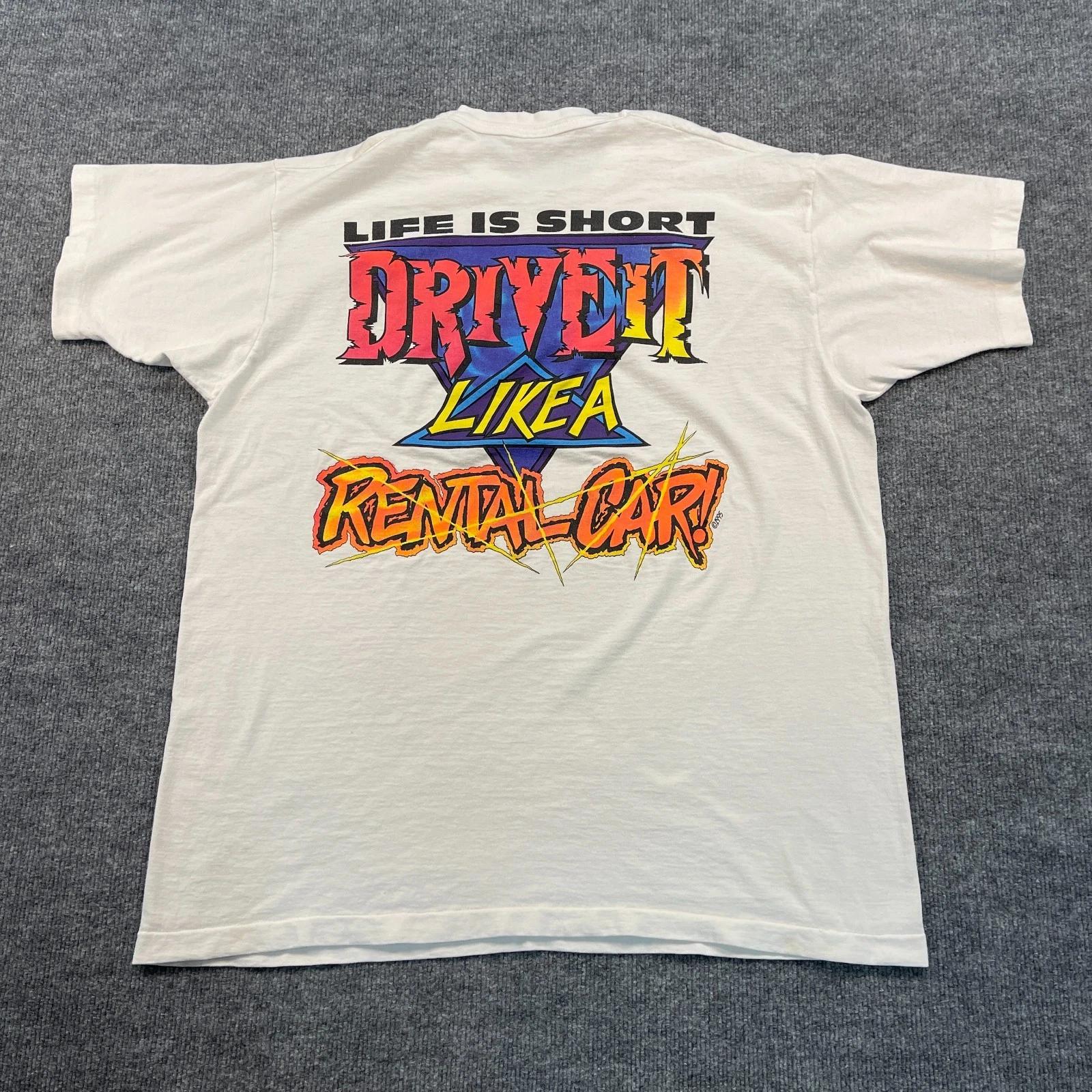 

Винтажная смешная футболка 1995 года Жизнь коротка, будь психом 2XL 25x30 Белая S