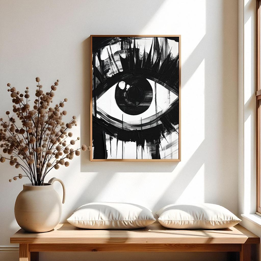 Plakat czarno białe oko