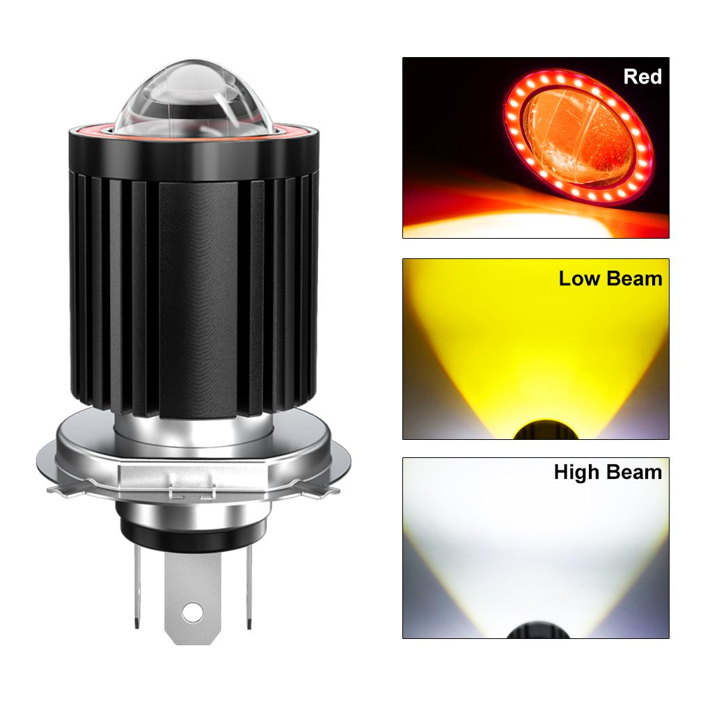 1 Adet 12-80V Evrensel H4 LED Motosiklet Farı 16000Lm BA20D H6 Melek Göz Motor Led Ampul CSP Çip Lens Motosiklet Farı Beyaz Sarı Hi Lo Işın