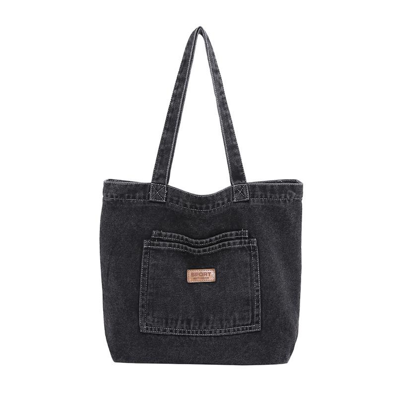 Women's Denim Shoulder Bag Large Capacity Tote Bag Fitness Purses for Women Vintage Handbags Hobo Tote Bag Canvas Satchel for Work Travel Shopping