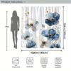1 Elegant Floral Shower Curtain - Navy And White Floral Pattern With Gold Speckles, Machine Washable Polyester For Bathroom