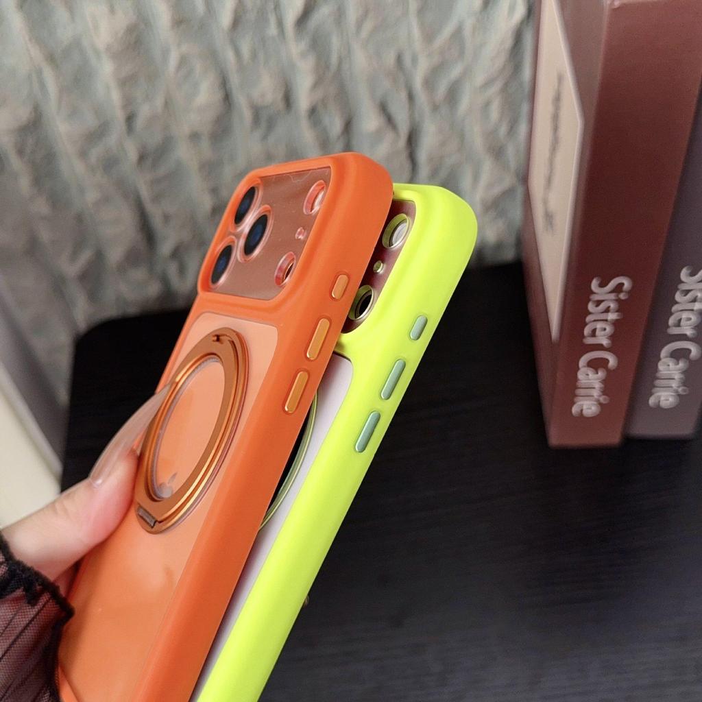 iPhone 17 Magnetic Transparent Case with Rotating Stand, 15 Colored Edges, and Drop-Proof Design for Apple 16 Pro Max.