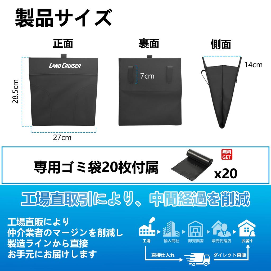 Fastening Front and Rear Seat Magnetic Trash Can for Land Features a double fastening system with hooks and Velcro for easy installation inside the PU