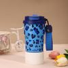 500ml Tragbarer Hochwertiger Wassertrinkbecher mit Leopardenmuster und Trageseil Mini-Autobecher 304 Edelstahl Isolierbecher