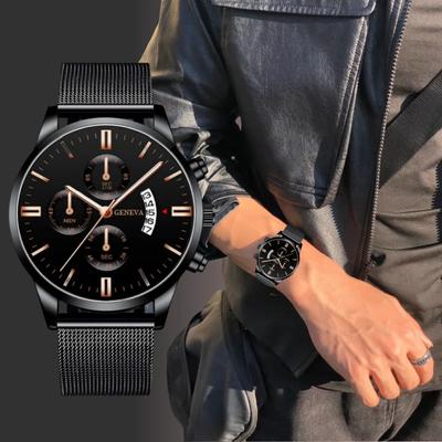 Popular Calendar Quartz Watch Men's Business Three Eyes Large Dial Sports Watch Men's Watch for Meeting Business