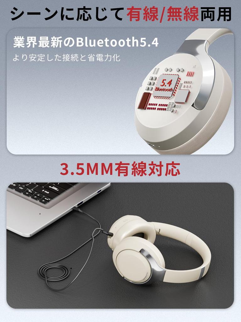 Earaku J137 Bluetooth Noise Cancelling Headphones [Reduces Noise & Focus On Music] Wireless ANC Over-Ear Headphones with Bluetooth 5.4/3.5mm Connectio