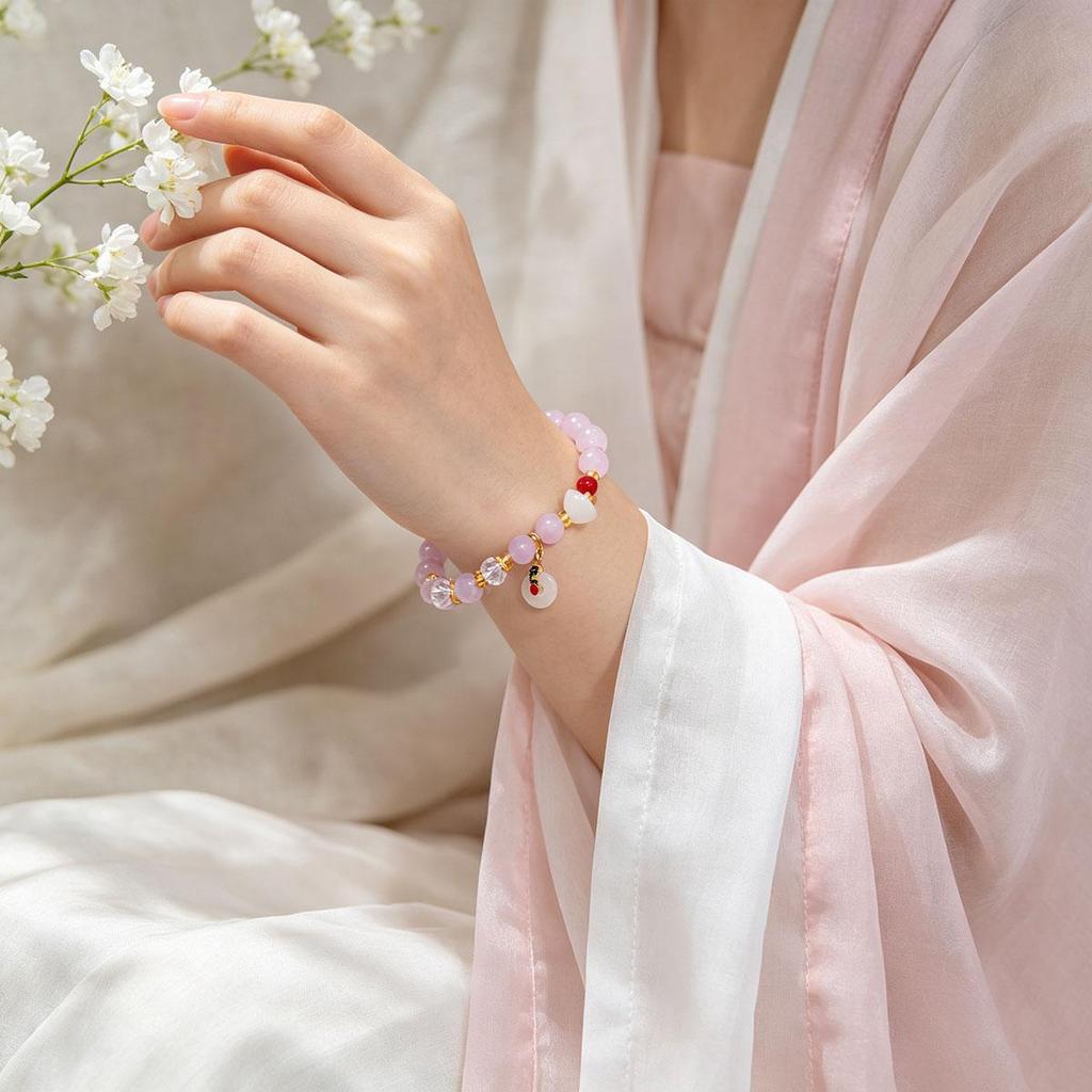 New Purple Pendant Ruyi Peace Buckle Bracelet Temperament Student Hand Accessories Chinese Style Ancient Charm Ethnic Style Wristband