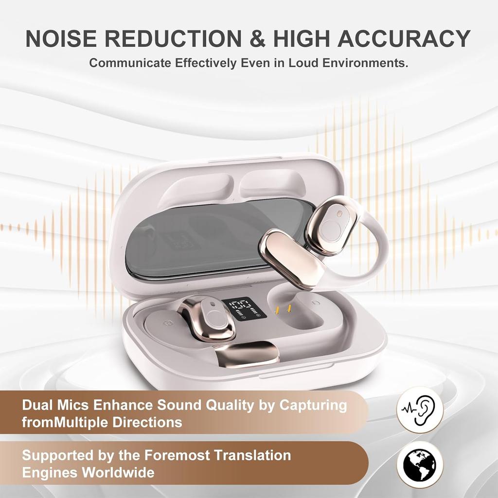 AI Translatior Earbuds Real Time,144+ Language Tow-Way Translation Headphones,Spanish English Translating Device with APP,Bluetooth Headphones Ear