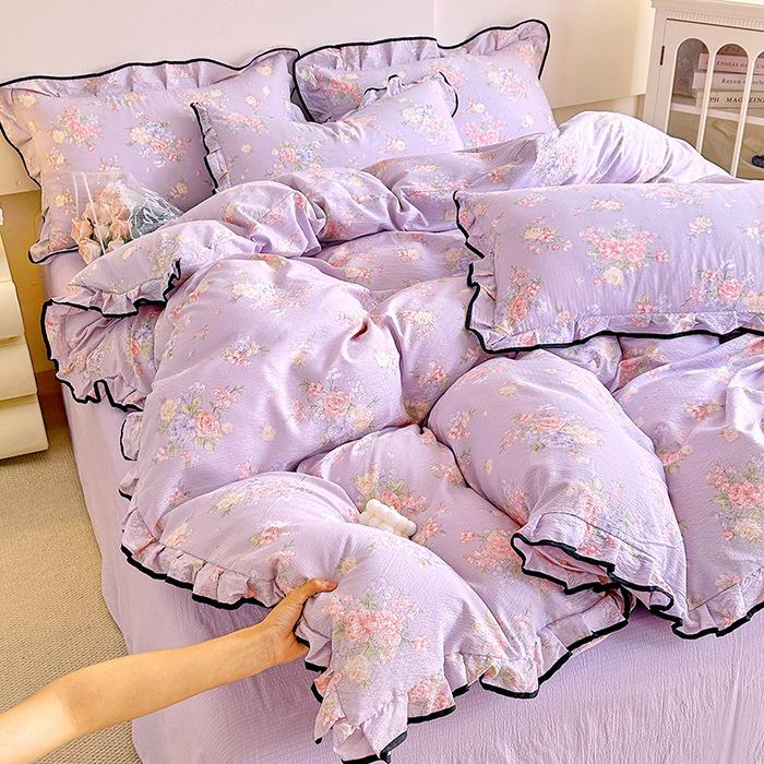 Korean Princess Cloud-like Crinkled Gauze Lace Cotton Bedding Set