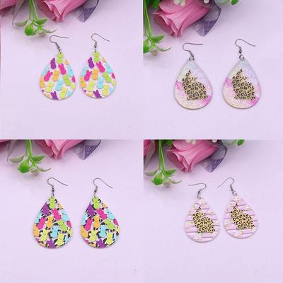 Pendientes con estampado acrílico de Pascua, gotas de agua de conejo, pendientes y accesorios modernos y personalizados para mujer