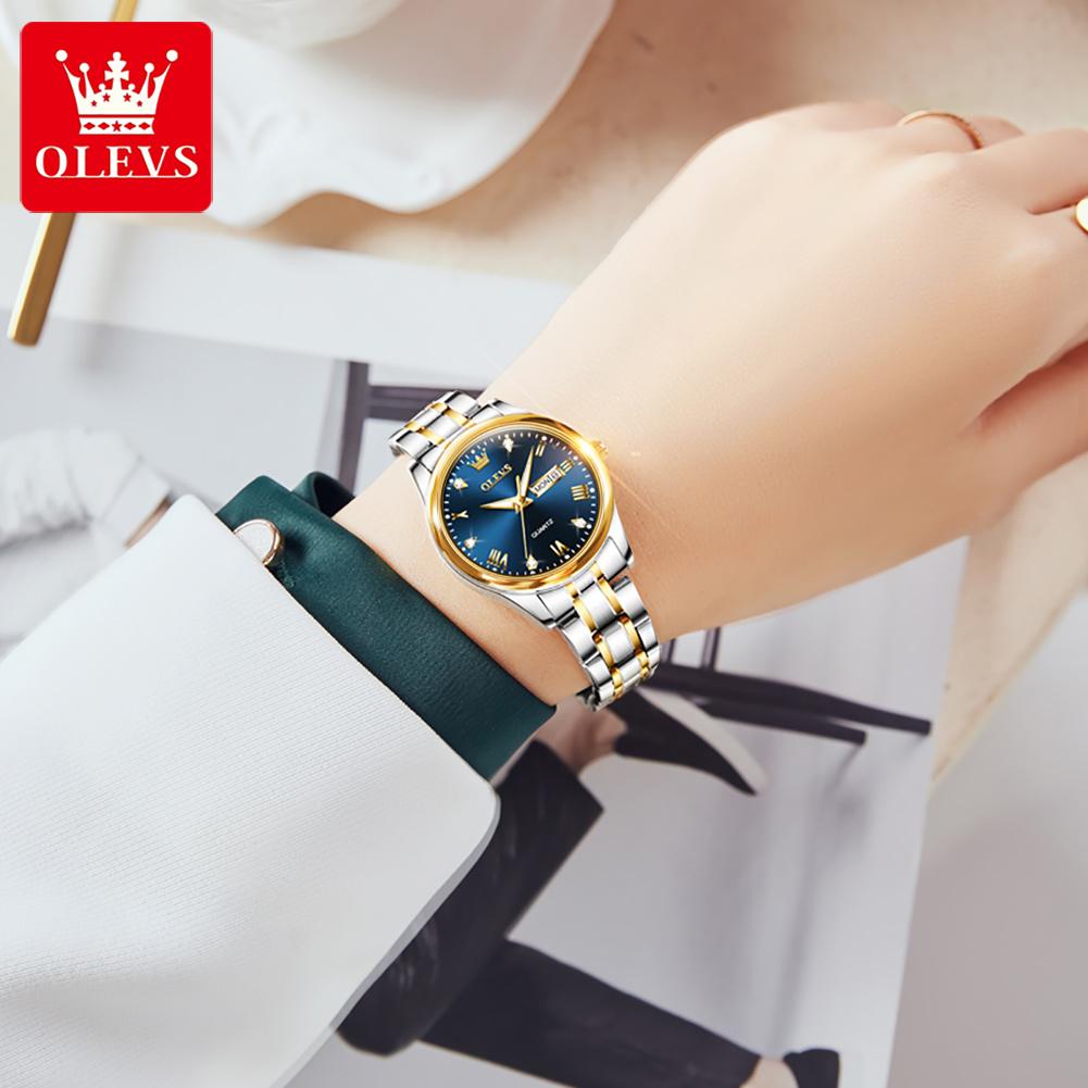 Orologio marca OLEVS con diamanti incastonati, impermeabile, luminoso, al quarzo, per donna 5563