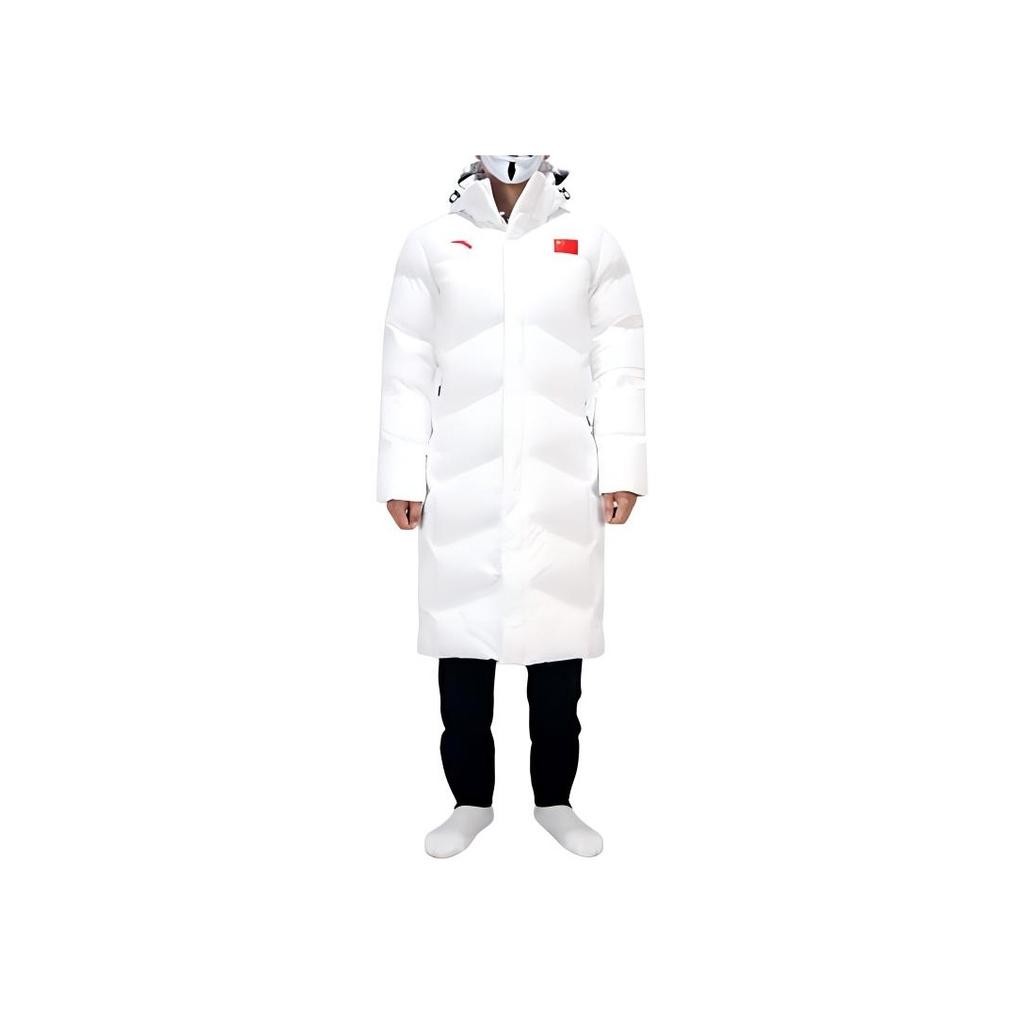 Anta Letter Logo Zipper Hooded Down Jacket Unisex Outerwear Snow-White 452240103-1