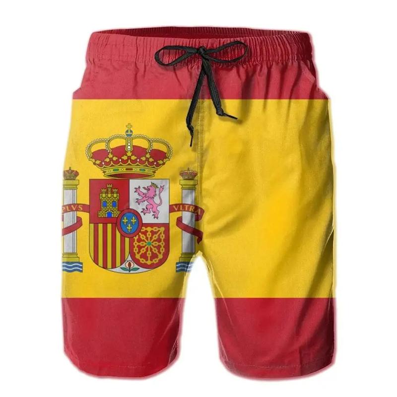 Sommer Herren Badehose Spanien Flagge Print Surfen Board Strandshorts Neue Mode Übergroße Badehosen Sportbekleidung Slips Boy Short Pants